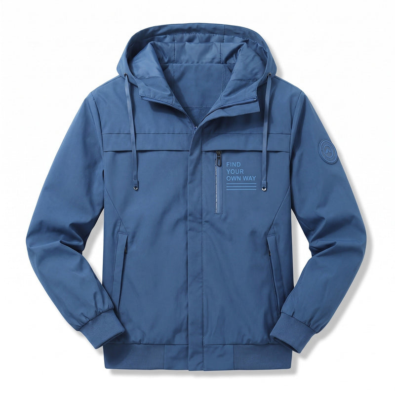 Windproof Hooded Jacket for Men with Chest Print - product view 9 | Buffalo Gears