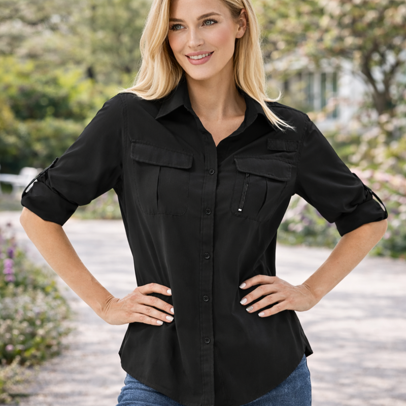 Women's Breathable Long-Sleeve Trail Shirt with UV Cover - product view 3 | Buffalo Gears