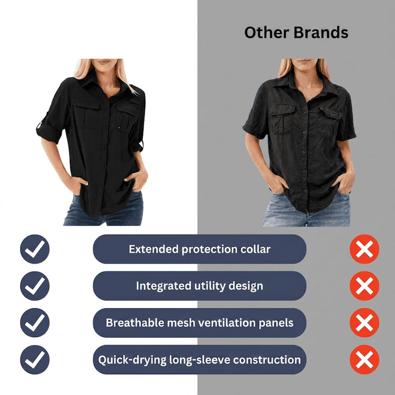Women's Breathable Long-Sleeve Trail Shirt with UV Cover - product view 4 | Buffalo Gears