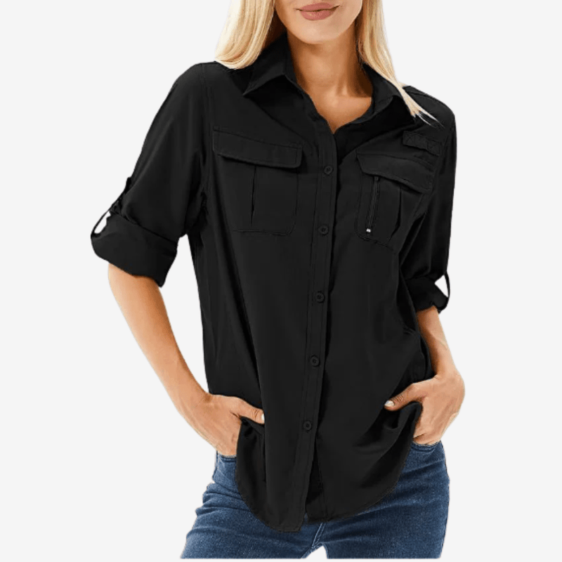 Women's Breathable Long-Sleeve Trail Shirt with UV Cover - product view 5 | Buffalo Gears
