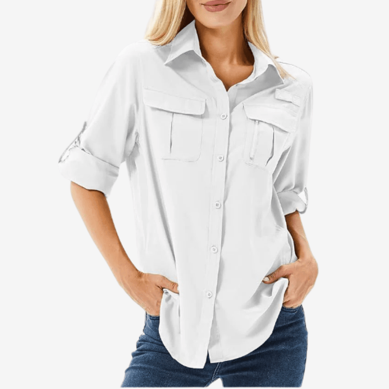 Women's Breathable Long-Sleeve Trail Shirt with UV Cover - product view 8 | Buffalo Gears