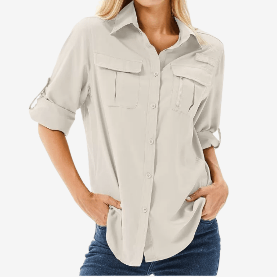 Women's Breathable Long-Sleeve Trail Shirt with UV Cover - product view 9 | Buffalo Gears