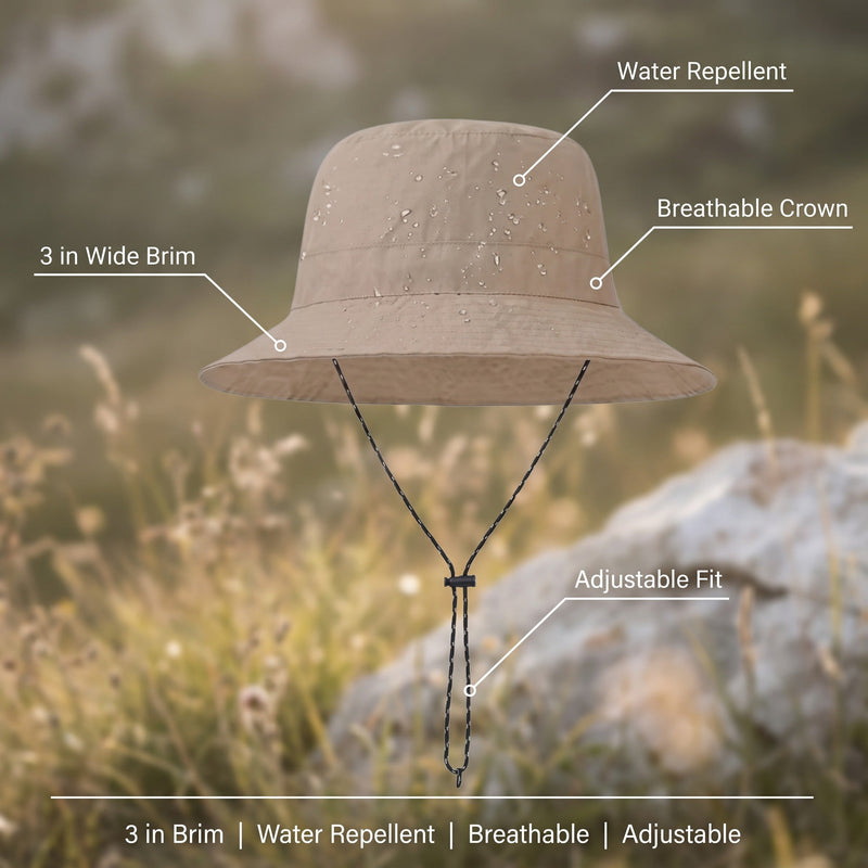Women's Water-Repellent Wide-Brim Hiking Sun Hat - product view 3 | Buffalo Gears