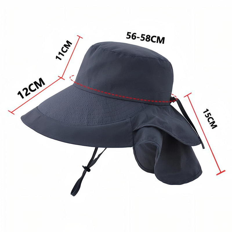 Women's Wide Brim Sun Hat with Neck Protection - product view 5 | Buffalo Gears