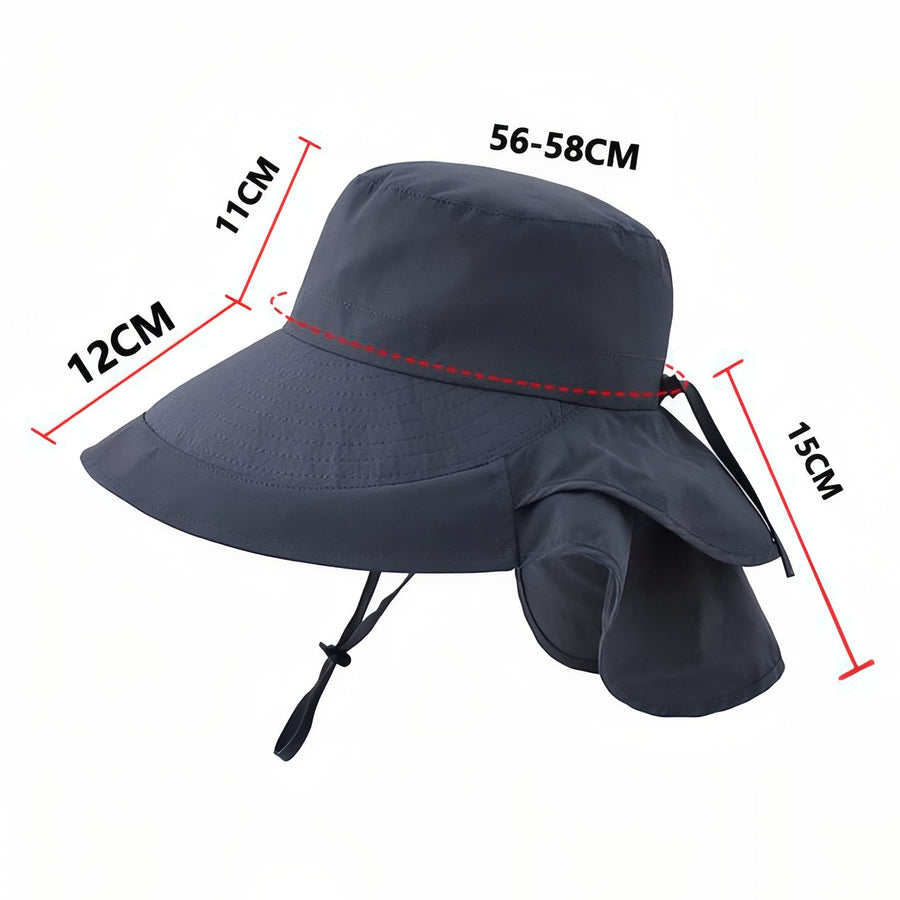 Women's Wide Brim Sun Hat with Neck Protection - product view 5 | Buffalo Gears