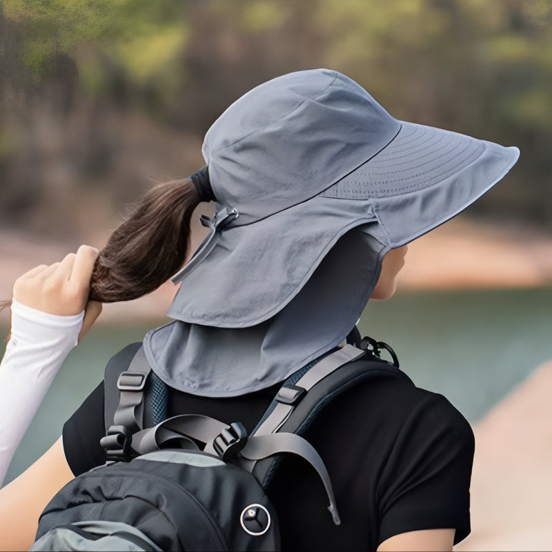Women's Wide Brim Sun Hat with Neck Protection - product view 6 | Buffalo Gears