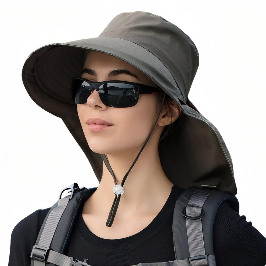 Women's Wide Brim Sun Hat with Neck Protection - product view 13 | Buffalo Gears