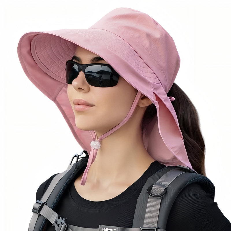 Women's Wide Brim Sun Hat with Neck Protection - product view 14 | Buffalo Gears