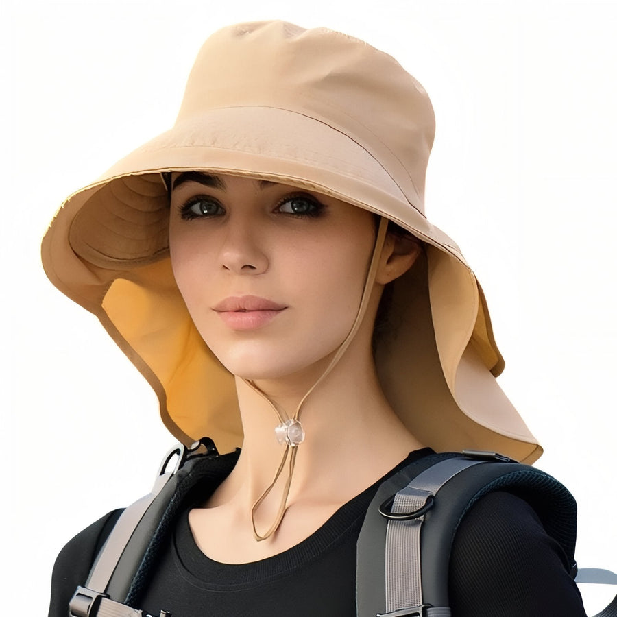 Women's Wide Brim Sun Hat with Neck Protection - product view 15 | Buffalo Gears