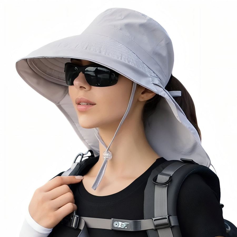 Women's Wide Brim Sun Hat with Neck Protection - product view 16 | Buffalo Gears