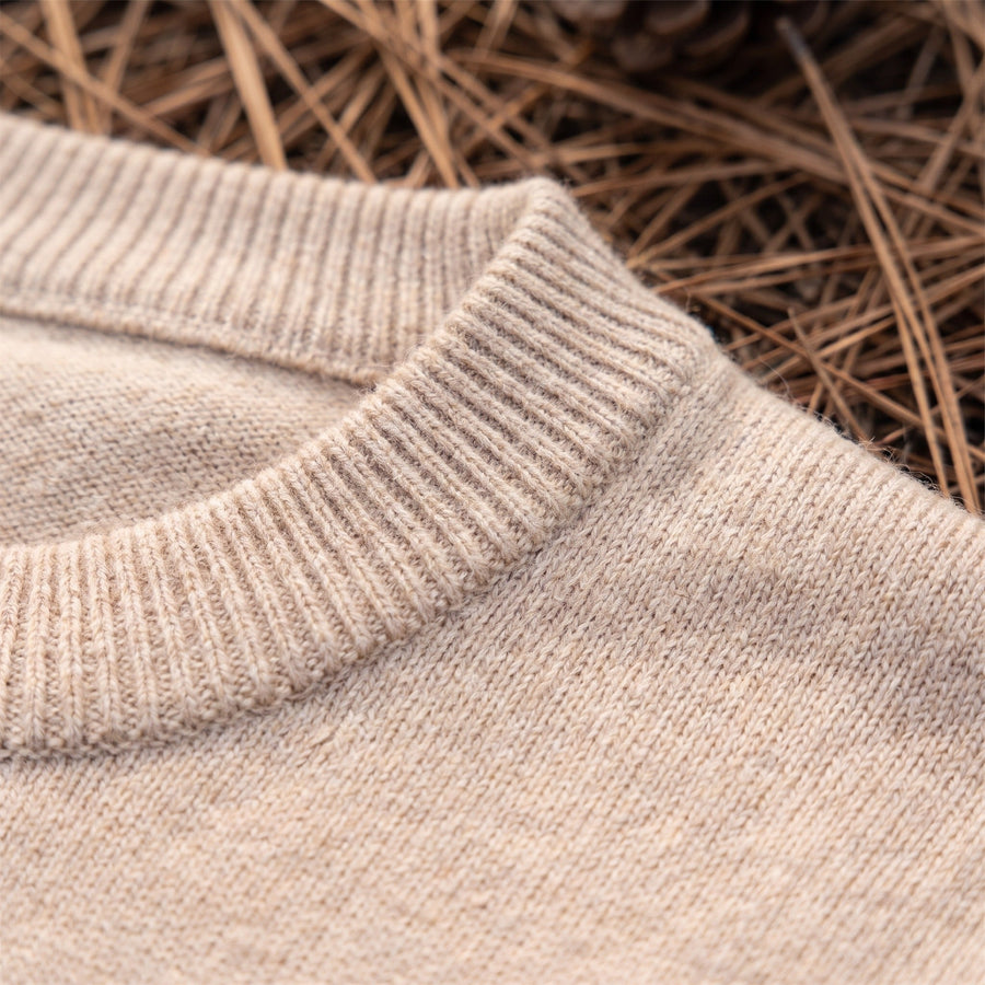 Wool and Cashmere Jumper for Men, Plain Crew Neck - product view 3 | Buffalo Gears
