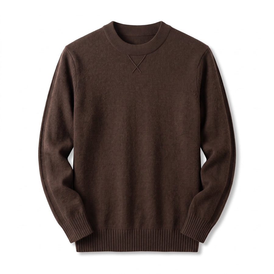 Wool and Cashmere Jumper for Men, Plain Crew Neck - product view 7 | Buffalo Gears
