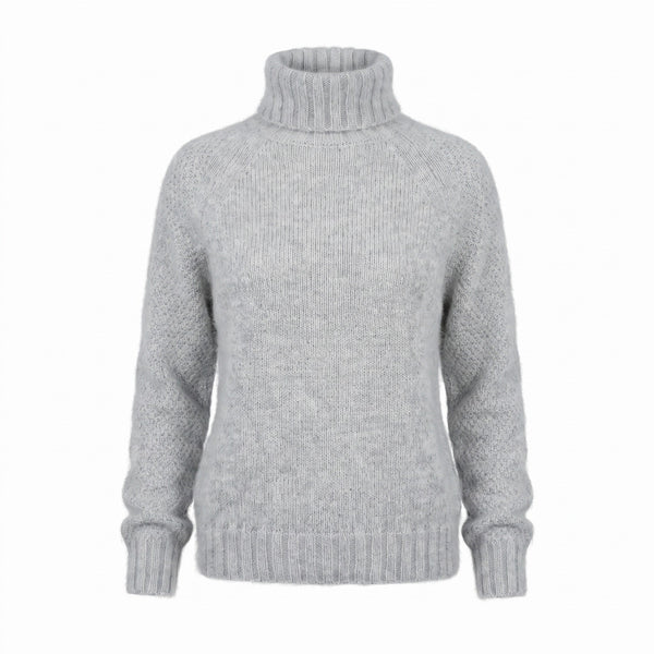 Wool Blend Roll Neck Jumper for Women, Light Blue