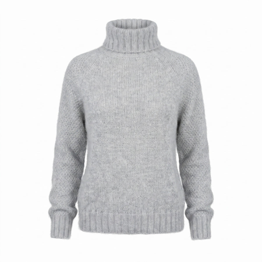 Wool Blend Roll Neck Jumper for Women, Light Blue - product view 1 | Buffalo Gears