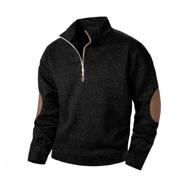 Zip Knit Jumper for Men with Velvet Sleeves