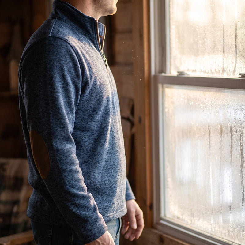 Zip Knit Jumper for Men with Velvet Sleeves - product view 2 | Buffalo Gears