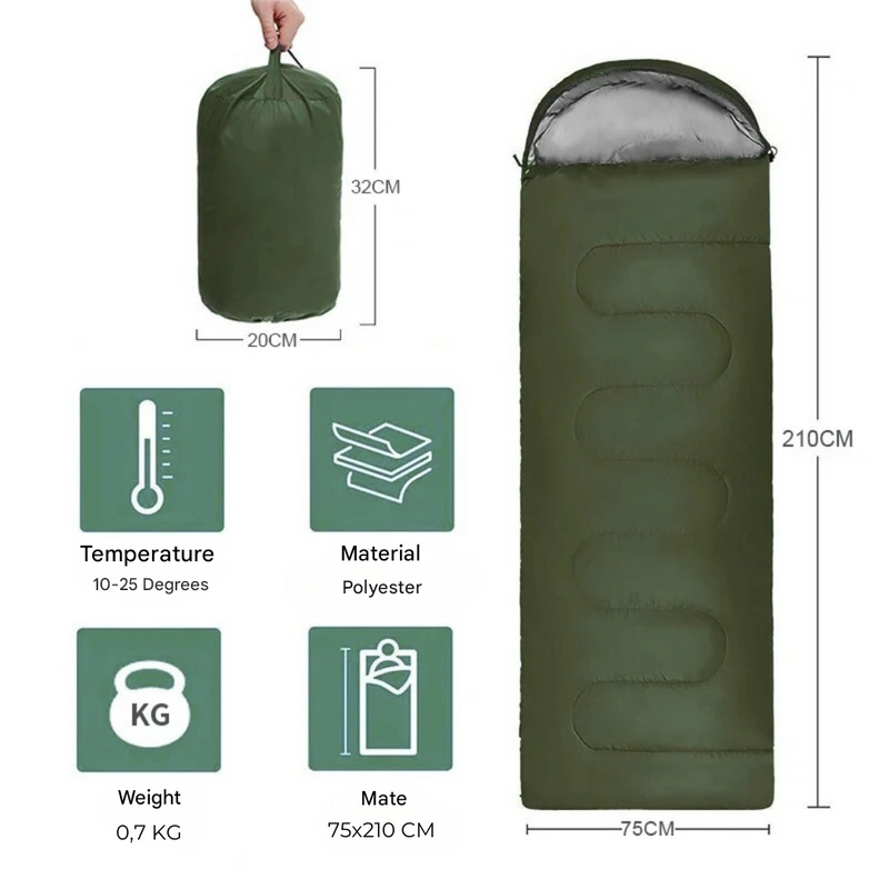 Outdoor Sleeping Bag Lightweight Camping 10-25C Compact