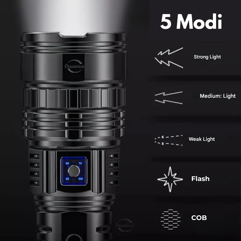 High-Lumen Tactical Torch Rechargeable LED Zoom Power Bank